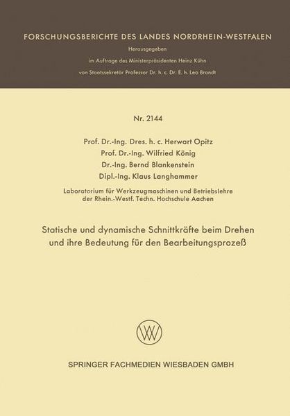Produktbild: Statische und dynamische Schnittkr&auml;fte beim Drehen und ihre Bedeutung f&uuml;r den Bearbeitungsproze&szlig;