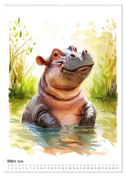 Produktbild: Afrikas Tiere - Illustriert in Wasserfarben (hochwertiger Premium Wandkalender 2026 DIN A2 hoch), Kunstdruck in Hochglanz