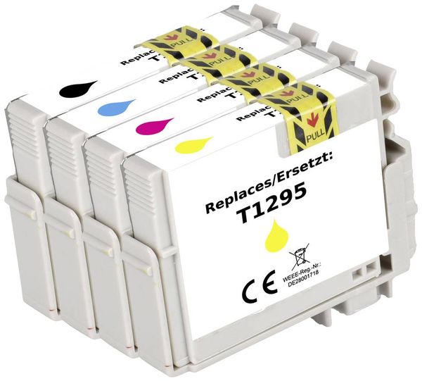 Renkforce Druckerpatrone ersetzt Epson T1295, T1291, T1292, T1293, T1294 Kompatibel Kombi-Pack Schwarz, Cyan, Magenta, G