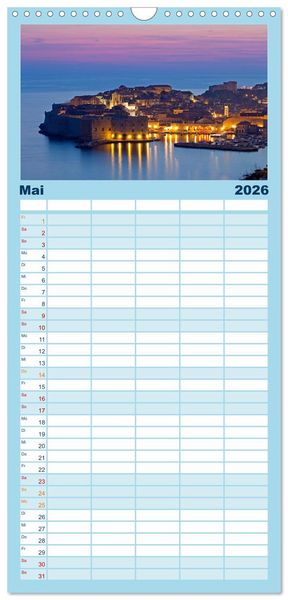 Produktbild: Familienplaner 2026 - Weltkulturerbe Dubrovnik mit 5 Spalten (Wandkalender, 21 x 45 cm) CALVENDO