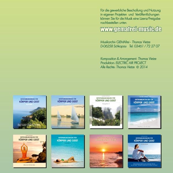 Produktbild: Entspannungsmusik f&uuml;r K&ouml;rper und Geist 8