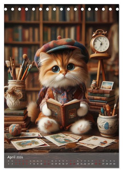Produktbild: Katzen im Boho-Look - Ein Jahr voller Vielfalt und Charme mit niedlichen Samtpfoten (Tischkalender 2026 DIN A5 hoch), CALVENDO Monatskalender