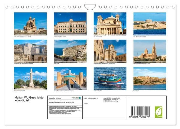 Produktbild: Malta - Wo Geschichte lebendig ist (Wandkalender 2026 DIN A4 quer), CALVENDO Monatskalender