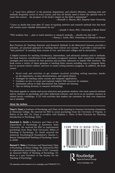 Produktbild: Best Practices in Teaching Statistics and Research Methods in the Behavioral Sciences