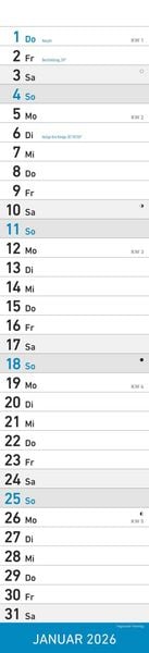 Produktbild: Streifenplaner BLAU 2026 - Streifenkalender - Wandplaner - Küchen-Kalender - 11,3x49,5