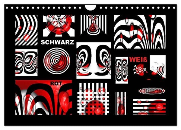 Produktbild: SCHWARZ, WEI&szlig;, ROT (Wandkalender 2026 DIN A4 quer), CALVENDO Monatskalender