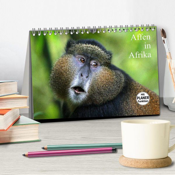 Produktbild: Affen in Afrika (Tischkalender 2026 DIN A5 quer), CALVENDO Monatskalender
