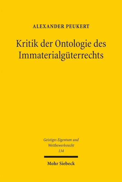 Produktbild: Kritik der Ontologie des Immaterialg&uuml;terrechts