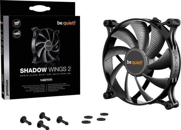 BeQuiet Shadow Wings 2 PC-Gehäuse-Lüfter Schwarz (B x H x T) 140 x 140 x 25 mm