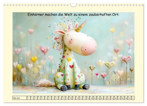 Produktbild: Einhornzauber. Liebliche Unicorn-Weisheiten (Wandkalender 2026 DIN A3 quer), CALVENDO Monatskalender