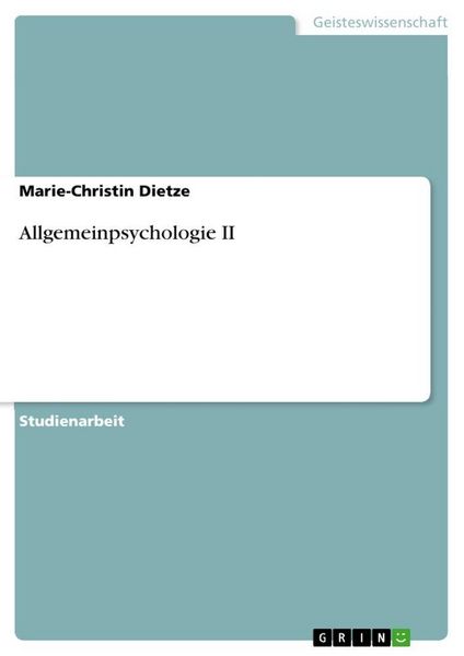 Produktbild: Allgemeinpsychologie II