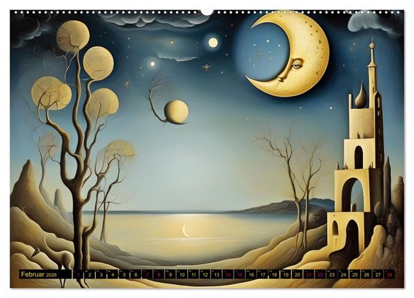 Produktbild: Erde, Sonne, Mond und Sterne Surrealistische Kunstwerke (Wandkalender 2026 DIN A2 quer), CALVENDO Monatskalender