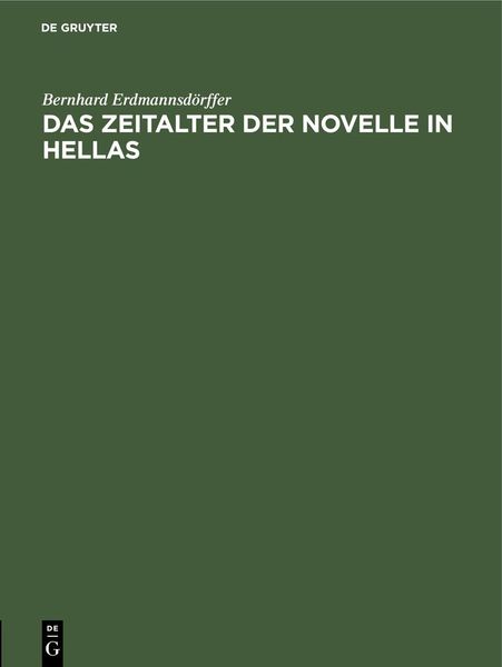 Produktbild: Das Zeitalter der Novelle in Hellas