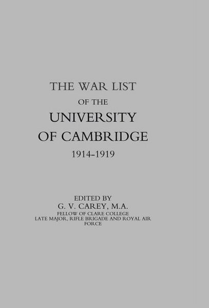 Produktbild: War List of the University of Cambridge 1914-1918