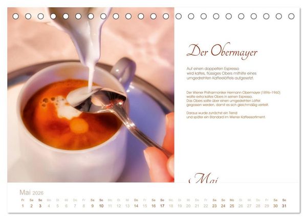 Produktbild: Wiener Kaffeerezepte (Tischkalender 2026 DIN A5 quer), CALVENDO Monatskalender