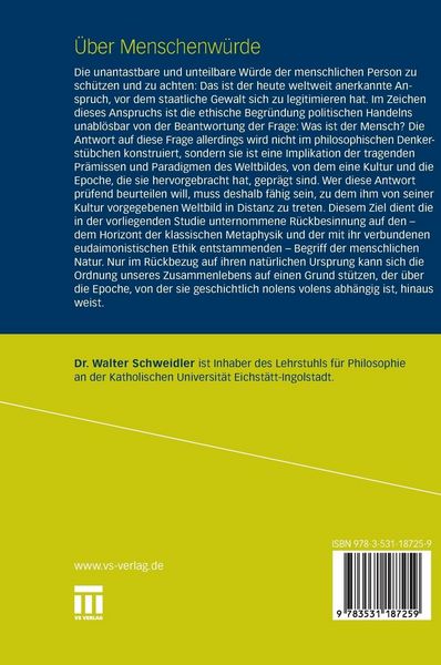 Produktbild: &Uuml;ber Menschenw&uuml;rde