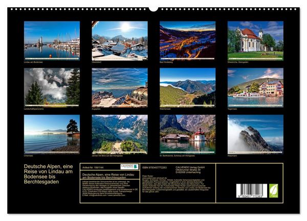 Produktbild: Deutsche Alpen, eine Reise von Lindau am Bodensee bis Berchtesgaden (hochwertiger Premium Wandkalender 2026 DIN A2 quer), Kunstdruck in Hochglanz