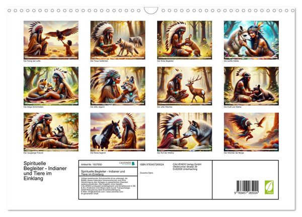 Produktbild: Spirituelle Begleiter - Indianer und Tiere im Einklang (Wandkalender 2026 DIN A3 quer), CALVENDO Monatskalender