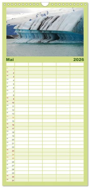 Produktbild: Familienplaner 2026 - Das ist ISLAND mit 5 Spalten (Wandkalender, 21 x 45 cm) CALVENDO