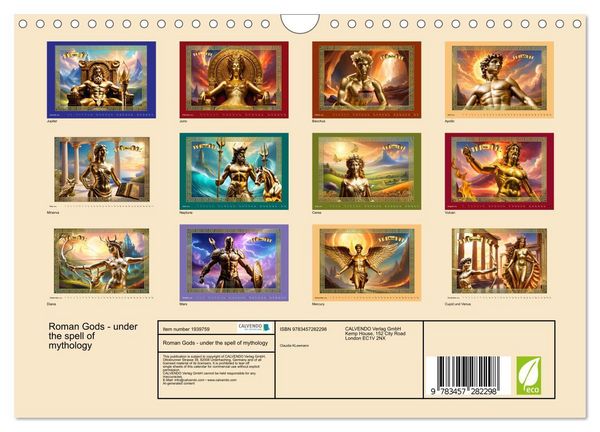 Produktbild: Roman Gods - under the spell of mythology (Wall Calendar 2026 DIN A4 landscape), CALVENDO 12 Month Wall Calendar