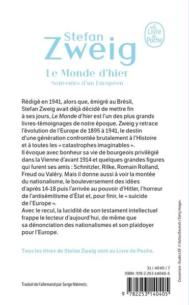 Produktbild: Le monde d'hier