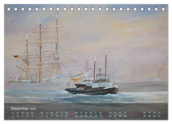 Produktbild: Segel am Horizont - Marinemaler Alfred Jahnke (Tischkalender 2026 DIN A5 quer), CALVENDO Monatskalender