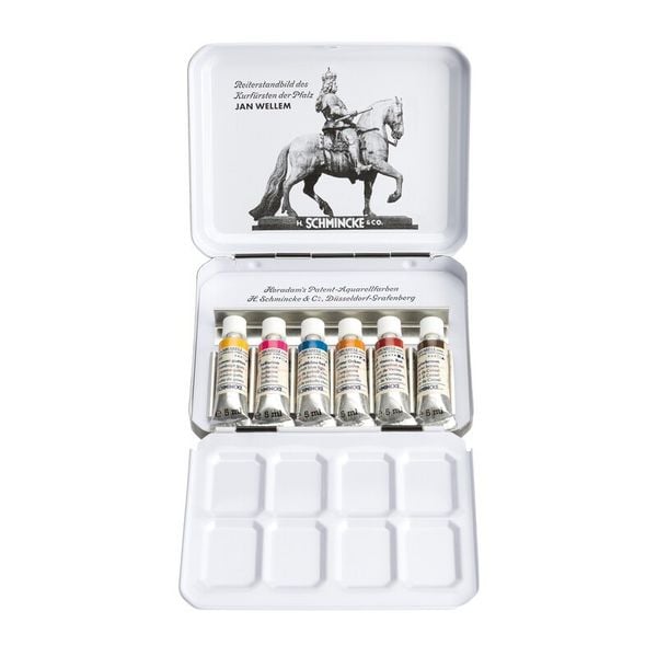 Produktbild: Schmicke HORADAM&reg; Aquarell Metallkasten, Reisekasten Jan Wellem, 6 x 5ml Retro II