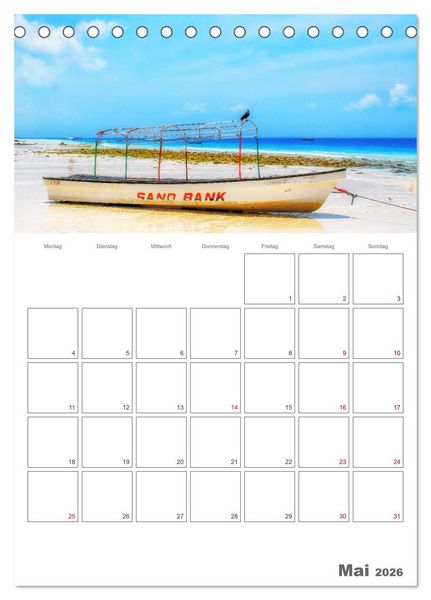 Produktbild: Sansibar - Traumreiseziel (Tischkalender 2026 DIN A5 hoch), CALVENDO Monatskalender