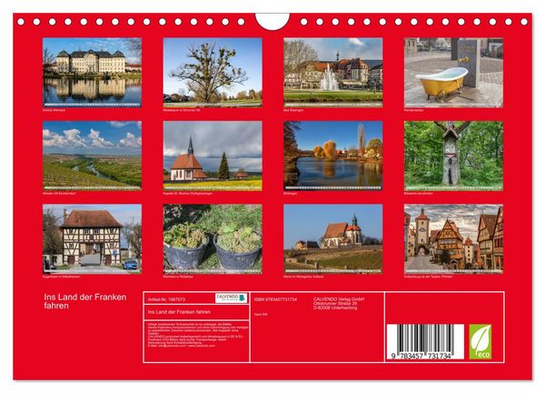 Produktbild: Ins Land der Franken fahren (Wandkalender 2026 DIN A4 quer), CALVENDO Monatskalender
