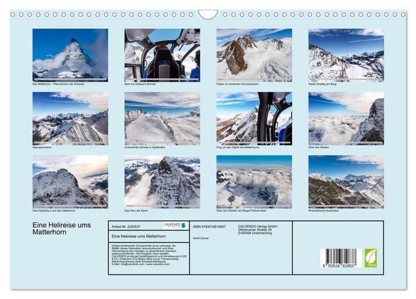 Produktbild: Eine Helireise ums Matterhorn (Wandkalender 2027 DIN A3 quer), CALVENDO Monatskalender