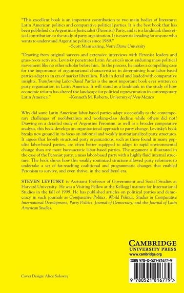 Produktbild: Transforming Labor-Based Parties in Latin America