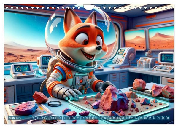 Produktbild: Tierische Raumfahrer: Durch das Universum mit Fell und Feder (Wandkalender 2026 DIN A4 quer), CALVENDO Monatskalender
