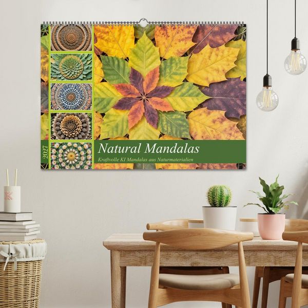 Produktbild: Natural Mandalas - Kraftvolle KI Mandalas aus Naturmaterialien (Wandkalender 2027 DIN A2 quer), CALVENDO Monatskalender