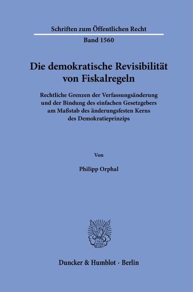 Produktbild: Die demokratische Revisibilit&auml;t von Fiskalregeln