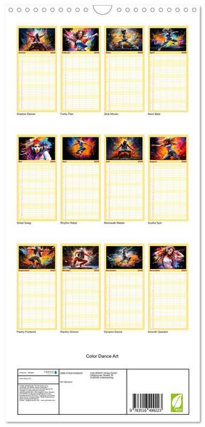 Produktbild: Familienplaner 2026 - Color Dance Art mit 5 Spalten (Wandkalender, 21 x 45 cm) CALVENDO