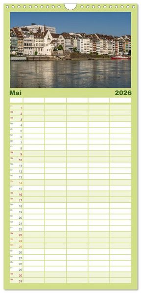 Produktbild: Familienplaner 2026 - Schweiz - Basel mit 5 Spalten (Wandkalender, 21 x 45 cm) CALVENDO