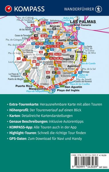 Produktbild: KOMPASS Wanderf&uuml;hrer Gran Canaria, 75 Touren mit Extra-Tourenkarte