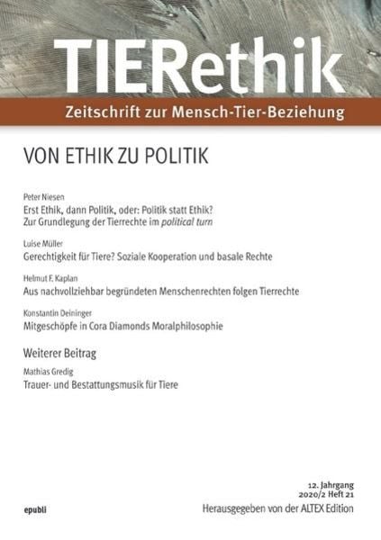 TIERethik (12. Jahrgang 2020/2), Taschenbuch von Altex Edition, Epubli, 9783753109701