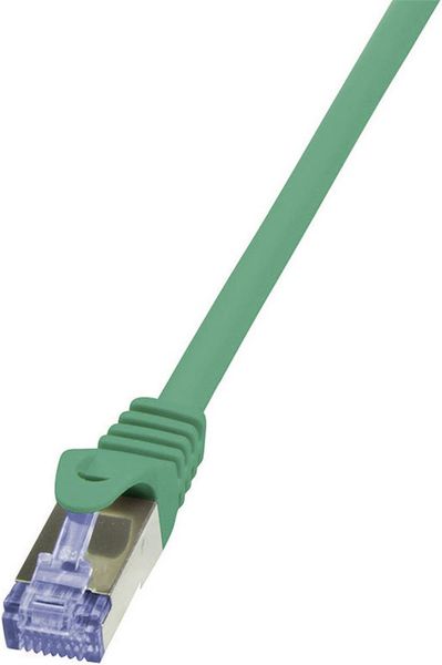 LogiLink CQ3065S RJ45 Netzwerkkabel, Patchkabel CAT 6a S/FTP 3.00 m Grün Flammwidrig, mit Rastnasenschutz 1 St.