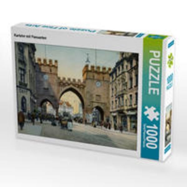 CALVENDO Puzzle Karlstor mit Passanten | 1000 Teile Lege-Größe 64x48cm Foto-Puzzle für glückliche Stunden