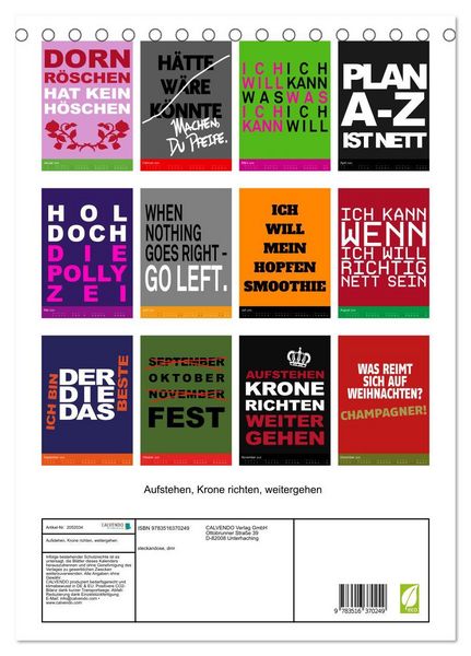 Produktbild: Aufstehen, Krone richten, weitergehen (Tischkalender 2026 DIN A5 hoch), CALVENDO Monatskalender