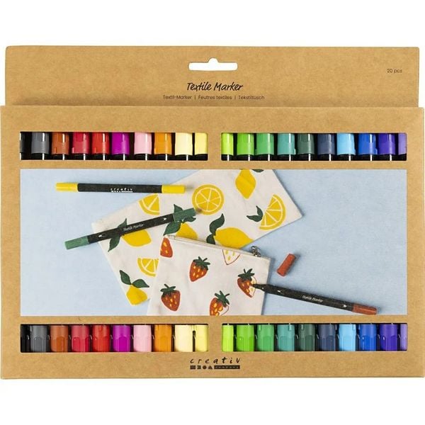 Produktbild: Creativ Company Textil-Marker, Standard-Farben, Strichst&auml;rke 2,3+3,6 mm, 20er Set