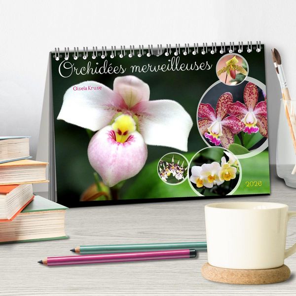 Produktbild: Orchid&eacute;es merveilleuses (Calendrier de bureau 2026 DIN A5 vertical), CALVENDO calendrier mensuel