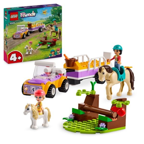 LEGO Friends 42634 Pferde- und Pony-Anhänger, Perde-Spielzeug mit Figuren