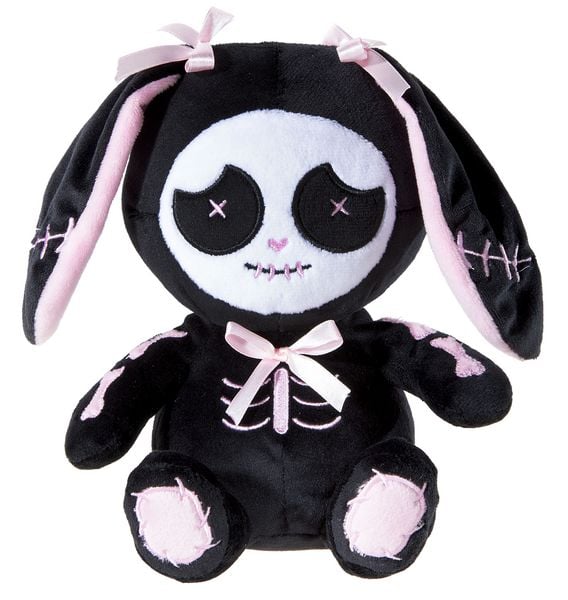 Heunec 454460 - Bunny Tammy, GRS-Plüsch, 20cm, Hase im Tag-der-Toten-Stil mit Skelett-Details, Halloween
