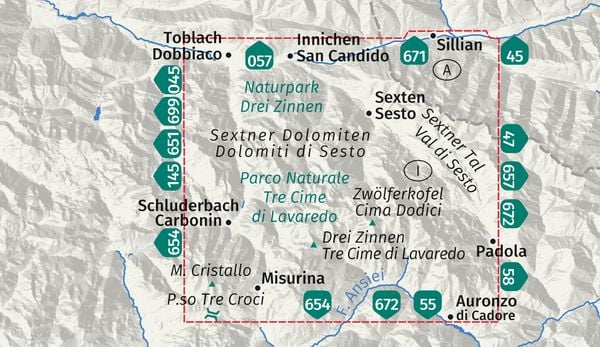 Produktbild: KOMPASS Wanderkarte 047 Naturpark Drei Zinnen, Parco Naturale Tre Cime di Lavaredo 1:25.000