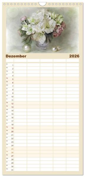 Produktbild: Familienplaner 2026 - Kleine Bl&uuml;tenwunder mit 5 Spalten (Wandkalender, 21 x 45 cm) CALVENDO