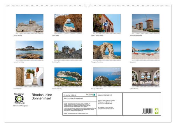 Produktbild: Rhodos, eine Sonneninsel (Wandkalender 2026 DIN A2 quer), CALVENDO Monatskalender