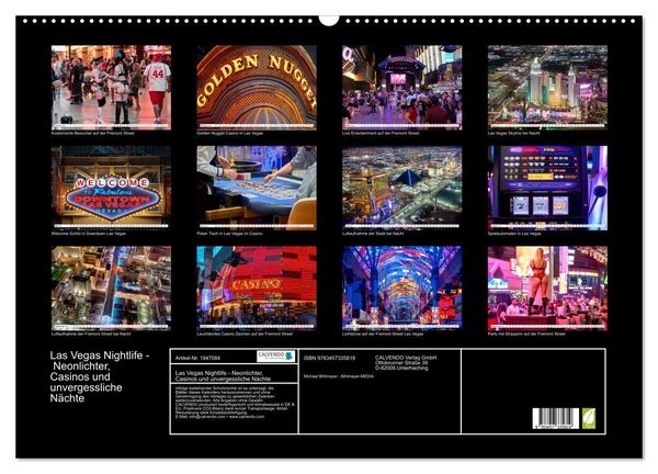 Produktbild: Las Vegas Nightlife - Neonlichter, Casinos und unvergessliche N&auml;chte (Wandkalender 2026 DIN A2 quer), CALVENDO Monatskalender