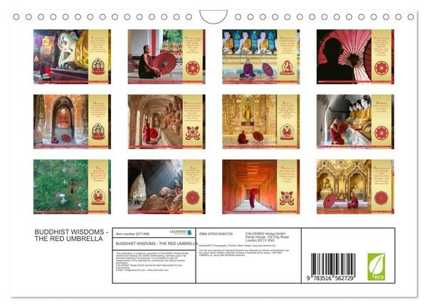 Produktbild: BUDDHIST WISDOMS - THE RED UMBRELLA (Wall Calendar 2026 DIN A4 landscape), CALVENDO 12 Month Wall Calendar